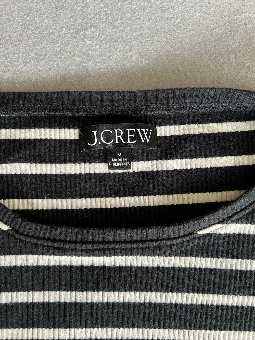 2 J. Crew Womens Long Sleeve T-Shirt Size M- Black & White, Blue &Red Stripes